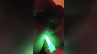 Sticking a glowstick up butt turned into Fucking myself with a glowstick - 4 image