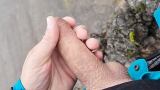 Cliffwanker - Felixproducer wanks on a rock and shoots his sticky load of sperm down that cliff - 6 image