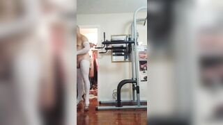 Dancing at the dip station with heels sleeves and a mag light named steely dan