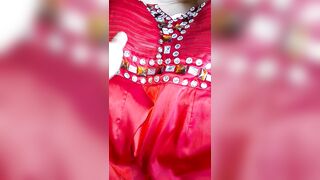 Red Satin Mini Dress Cumshot - 2 image