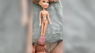 Ejaculation on the doll - standing properly and waiting for the sperm - 1 image