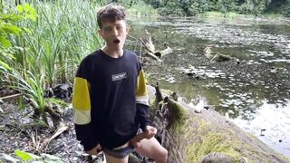 Naughty Teen Boy Jerking off in Public Park , I was almost Caught ! / Big Dick / Cute / Fat Cock / - 3 image
