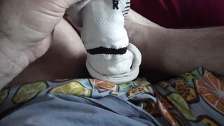 Put an old sock on it and cum in sock wanking dirty stinky - 3 image
