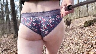 Walking around in Panties Showing off my bubble butt on a public park trail - 7 image