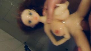 Tiny Tomoka sex doll Bukkake and Fuck in Bathroom - 8 image