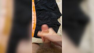 Cumming on black underwear - 1 image