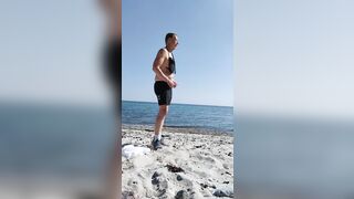 Shy beach boy - filmed - passers by are watching and filming him! - 4 image