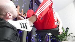 Dominant in Adidas dominates skinhead very hard-foot and sneakers fucks in the mouth and slaps feet2 - 2 image