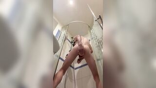 twink with dildo cumming in shower - 10 image