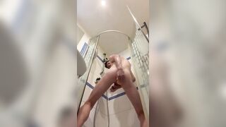 twink with dildo cumming in shower - 9 image