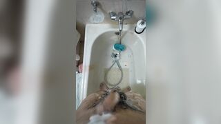 Hairy twink plays with soapy cock - 4 image