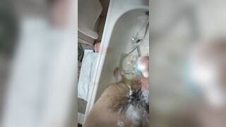 Hairy twink plays with soapy cock - 8 image