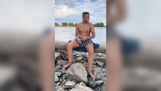 German twink boy jerks off naked at the Rhein (Duesseldorf) Twinkboy82 - 1 image