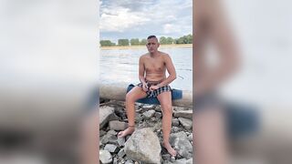 German twink boy jerks off naked at the Rhein (Duesseldorf) Twinkboy82 - 2 image