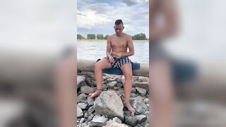 German twink boy jerks off naked at the Rhein (Duesseldorf) Twinkboy82 - 3 image