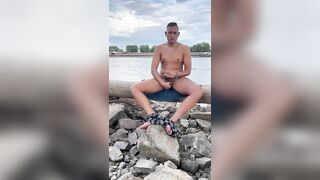 German twink boy jerks off naked at the Rhein (Duesseldorf) Twinkboy82 - 5 image