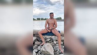 German twink boy jerks off naked at the Rhein (Duesseldorf) Twinkboy82 - 6 image