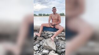 German twink boy jerks off naked at the Rhein (Duesseldorf) Twinkboy82 - 7 image