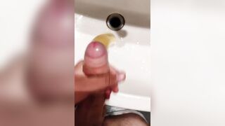 I piss in a condom while getting horny and I ejaculate in my piss with my big cock - 8 image