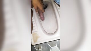 Twink boy Jerking in toilet and cumming out - 4 image