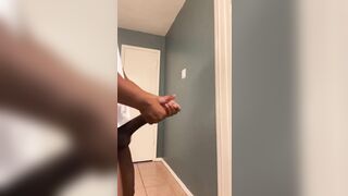 Big black dick busting a fat nut