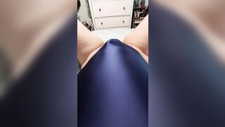 Touching myself in my new shiny blue swimsuit! - 1 image