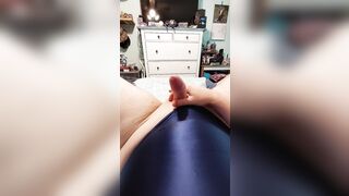 Touching myself in my new shiny blue swimsuit! - 8 image