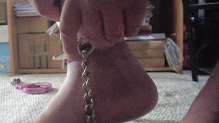 Male Slave with sports socks and Smith and Wesson Leg Irons - 10 image