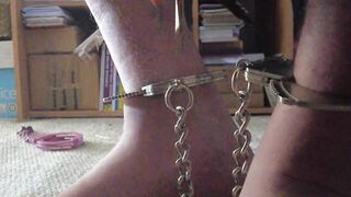 Male Slave with sports socks and Smith and Wesson Leg Irons - 9 image
