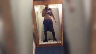 Sexy muscular dude jerks his big cock for his fans - 2 image