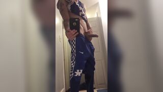 Sexy muscular dude jerks his big cock for his fans - 3 image