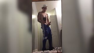 Sexy muscular dude jerks his big cock for his fans - 7 image