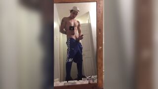 Sexy muscular dude jerks his big cock for his fans - 8 image