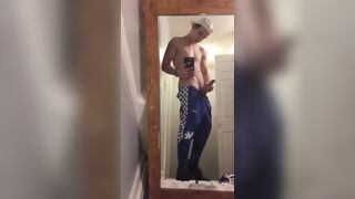 Sexy muscular dude jerks his big cock for his fans - 9 image