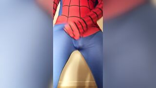 WANKING in my New SPIDER-MAN Outfit ** Rock HARD COCK & Super HORNY ** - 3 image