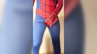 WANKING in my New SPIDER-MAN Outfit ** Rock HARD COCK & Super HORNY ** - 5 image