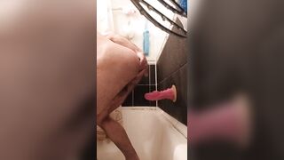 guy fucks himself with a dragon dildo in the shower - 3 image