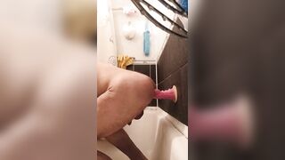 guy fucks himself with a dragon dildo in the shower - 6 image
