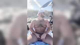 Gay Bear jerking at nude beach asking strangers to watch gaybear brian_thickbear - 2 image