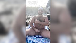 Gay Bear jerking at nude beach asking strangers to watch gaybear brian_thickbear - 5 image