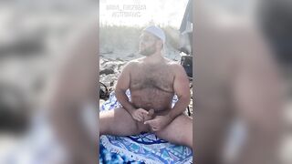 Gay Bear jerking at nude beach asking strangers to watch gaybear brian_thickbear - 6 image