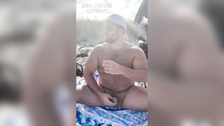 Gay Bear jerking at nude beach asking strangers to watch gaybear brian_thickbear - 7 image