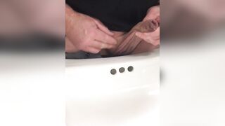 Watch my Flaccid uncut cock taking a piss in the sink @ work. Then nearly busted a nut trying to Cum - 2 image