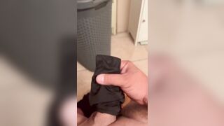 Cumming in step aunt black silky panties - 8 image