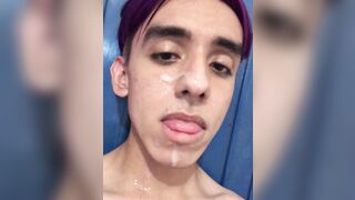 purple hair gay latino self facial - 10 image