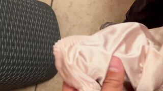 Jerking off in mater inlaws pink issy satin panties