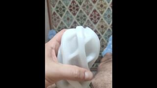 Guy with nice socks fuck his toy and cumming inside