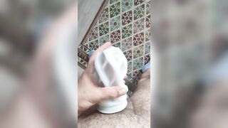 Guy with nice socks fuck his toy and cumming inside