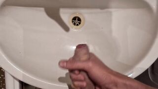 Quick morning masturbation before going to work with cum to the sink close up 4K - 4 image