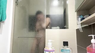 latino takes a shower and uses his toy - 5 image